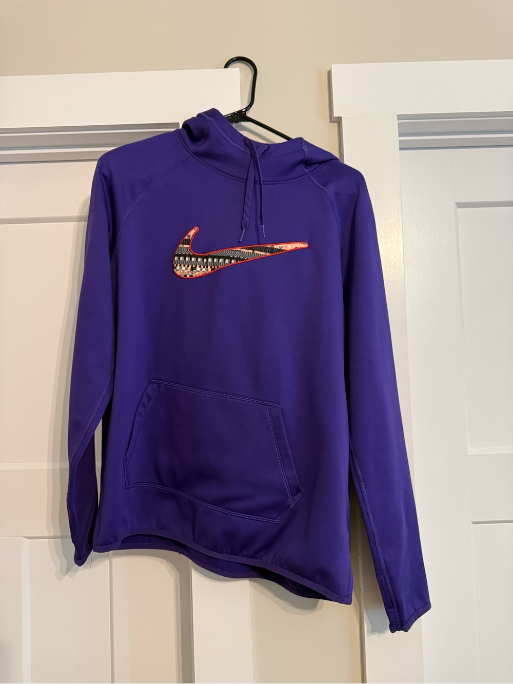 Nike Purple Crewneck Hoodie with Orange-Accent Swoosh